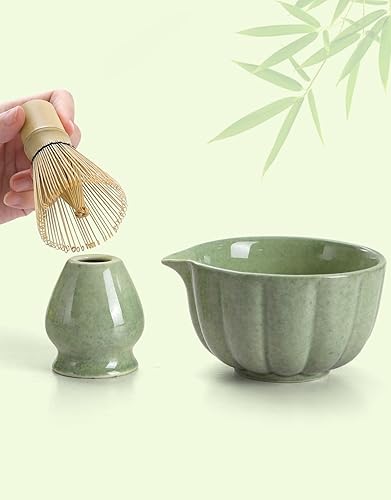 Miniatura 2 de Juego de batidor de matcha, kit de matcha incluye cuenco matcha, batidor de matcha y soporte, cuchara de bambú, cuchara, tamiz y toalla de té, 7