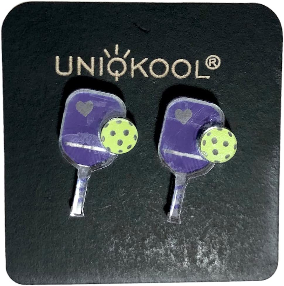 Handcrafted Pickleball Stud Earrings - Laser Cut, Hypoallergenic, Nickel-Free, Made in USA