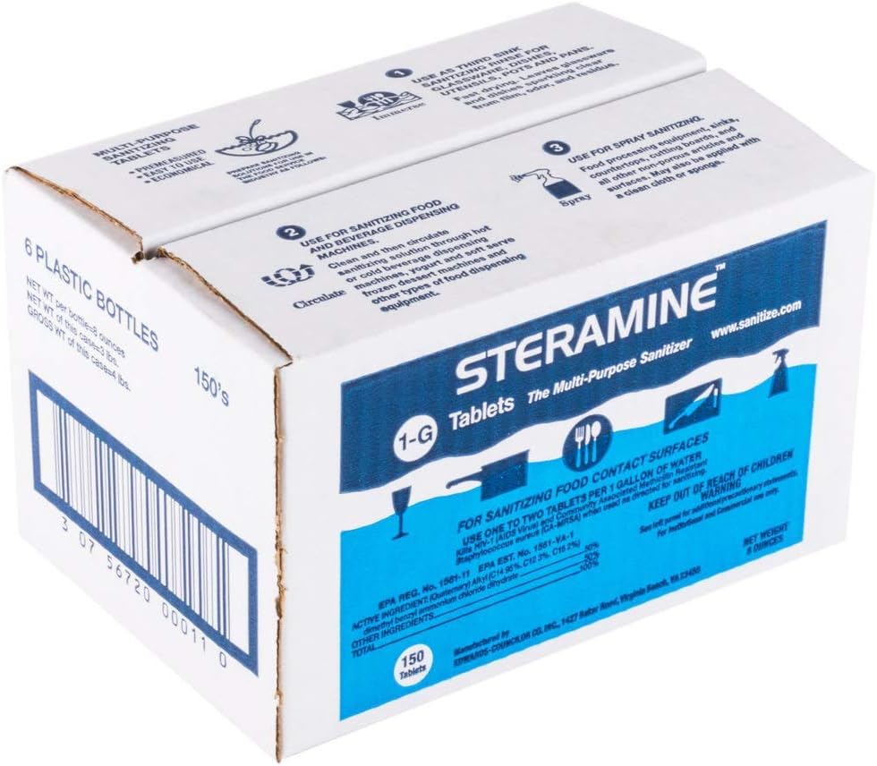 Edwards-Councilor S150E48 Steramine Sanitizer Tablets (Sanitabs) 150 Count Bottle – Pack of 6
