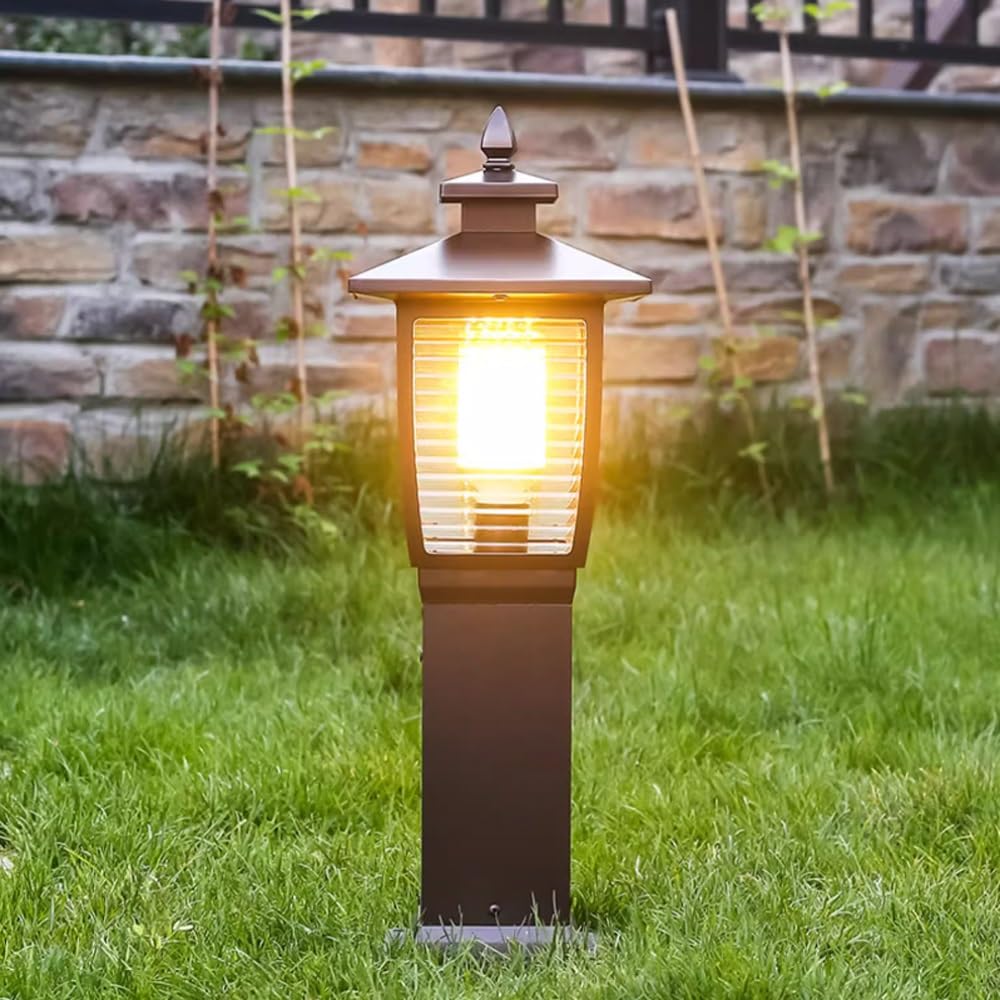 22-calowa lampa słupkowa ze szkła w paski w kolorze kawy