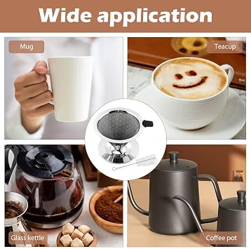 Pour Over Coffee Dripper, Reusable Stainless Steel Pour Over Coffee Filter with Brush, Easy Clean Double Mesh Filter, Permanent Paperless Filters with Base forCoffee Maker