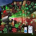 Christmas Projector Lights Outdoor Laser Projection with Remote & Bonus Timer – 8 Festive Red & Green Patterns, IP65 Waterproof Xmas Laser Light for Lawn, Garden, Yard & Patio Decorations