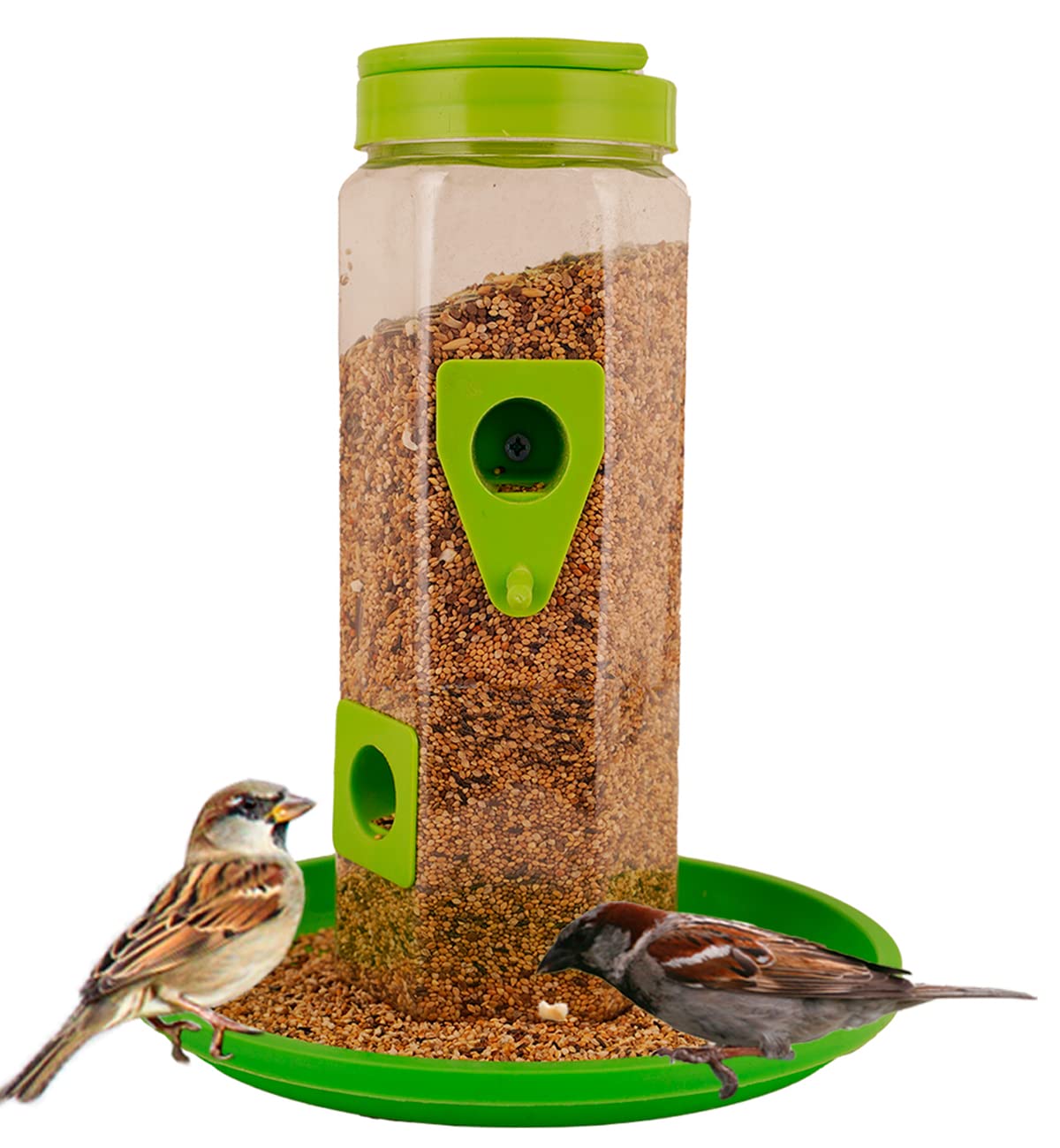 Boltz Bird Feeder, 4 Feed Nozzle, Outdoor Hanging Bird Seed Feeder, Capacity Upto 1 Kg, Bird Feeder for Balcony, Ideal for All Kind and Stages Birds-(Green, Single Pack) (B0BR5QCPZF) Amazon Price History, Amazon Price Tracker