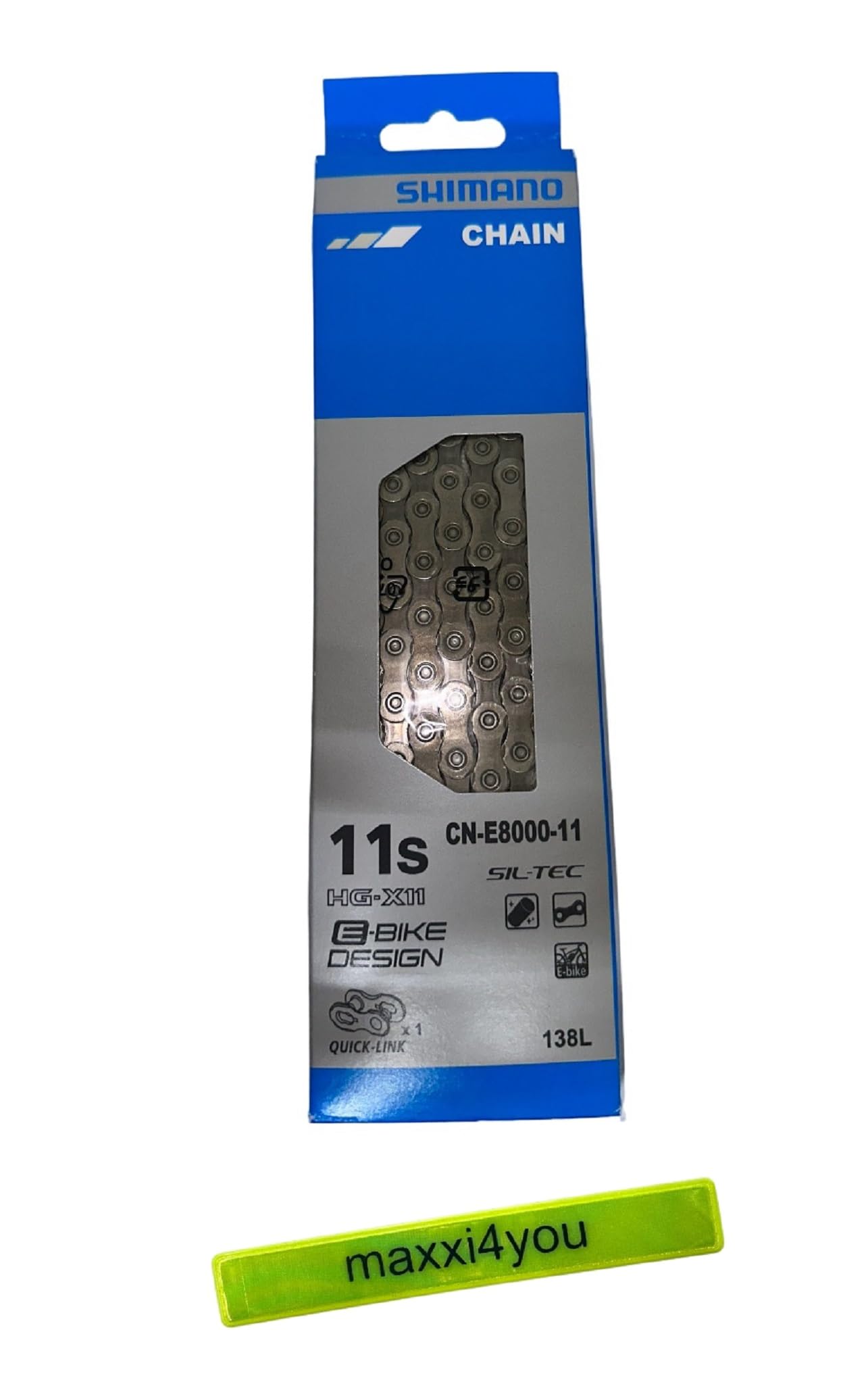 Shimano SHIMANO E-BIKE SYSTEMS CN-E8000 ULTEGRA 11-Fach 138 Glieder inkl. maxxi4you Reflexband