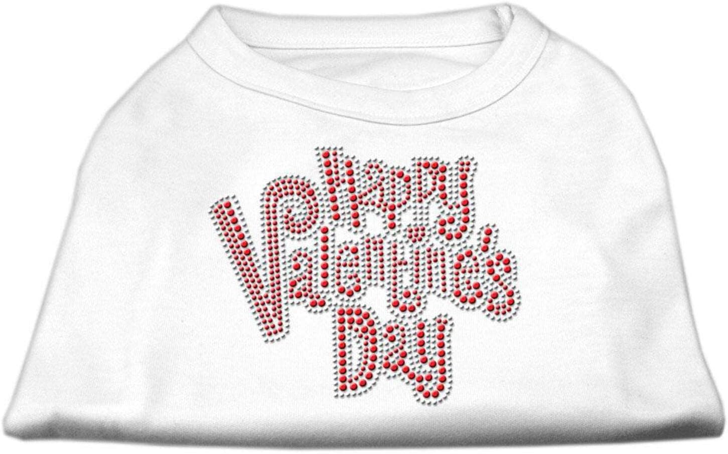 Mirage Pet Products Happy Valentines Day Rhinestone Dog Shirt, X-Small, White