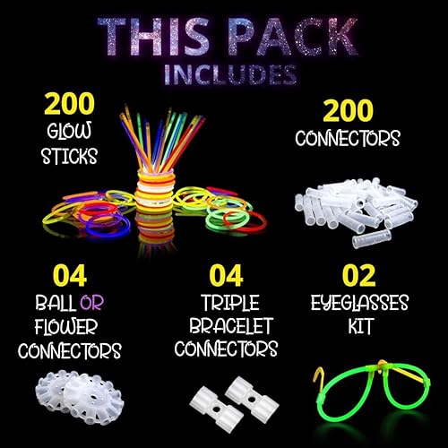 Miniatura 7 de Paquete de 400 varillas de brillo a granel ultra brillantes para fiestas de 8 pulgadas con conectores, palos de luz, suministros de fiesta, palos de