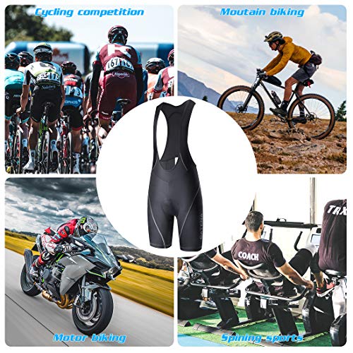 CATENA Men's Cycling Bib Shorts 3D Padded Bike Short Breathable Bicycle Tights Black