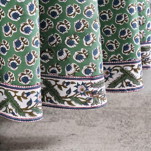 Ridhi Round Tablecloth Hand Block Print 100% Cotton Reusable Basil Green 90 Inch Table Cover Decorative Everyday Use for Dining, Home, Party, Wedding, Farmhouse, Party Gift for Spring, Mother's Day by Ridhi - Used condition - Image 5