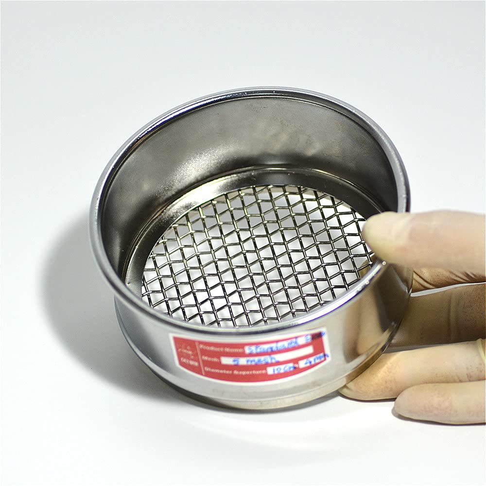 Sito laboratoryjne o średnicy 10 cm i 2–5 mm ze stali nierdzewnej 304 | Sito testowe Inspekcja pobierania próbek Ekran Farmakopei Dwuwarstwowa chromowana rama R10cm(6 mesh 3.2 mm)