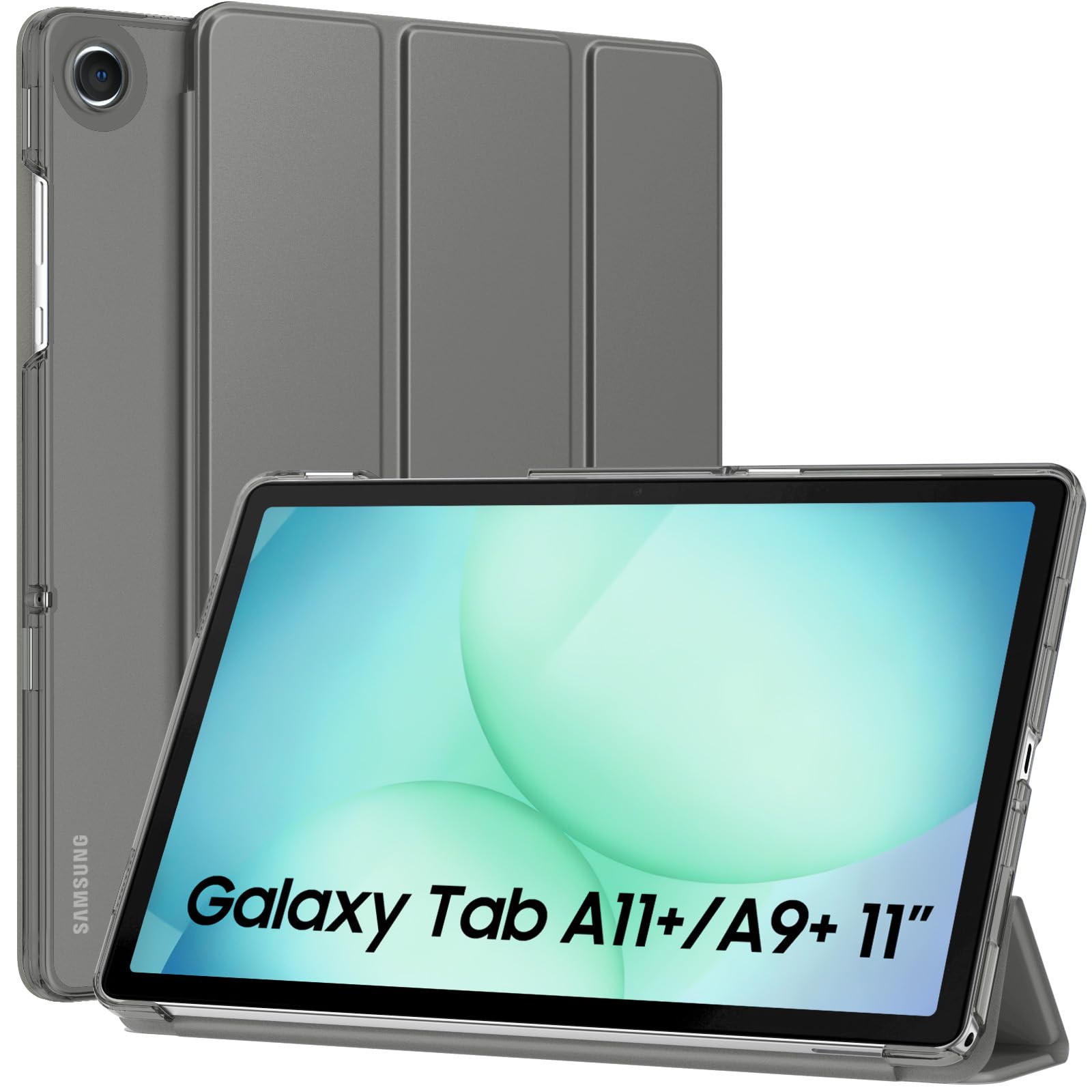 MoKo Slim Case for Samsung Galaxy Tab A11+ Plus/ A9+ Plus 11 Inch | Smart Stand Hard PC Translucent Back Shell Cover for Galaxy Tab A11+/A9+ Tablet, Auto Sleep/Wake, Stone Gray