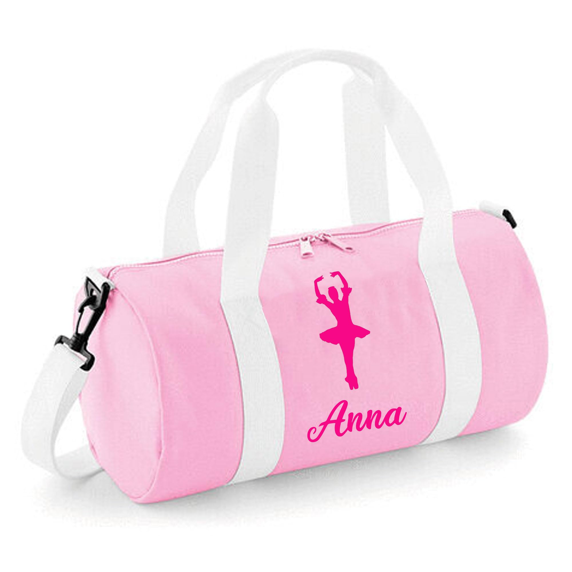 Personalised Dancing Bag Girls Dance Bags for Girls Kids Gym Bag Perfect Dancing Gifts & Sports Equipment Storage 20x20x40cm 12L Ballerina Design Barrel Bag for Dancing Baby Pink