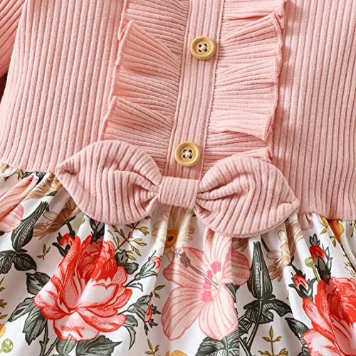 Toddler Girl Dress Infant Baby Long Sleeve Ruffle Summer Dress Round Neck Floral Printed Clothes #TOP4
