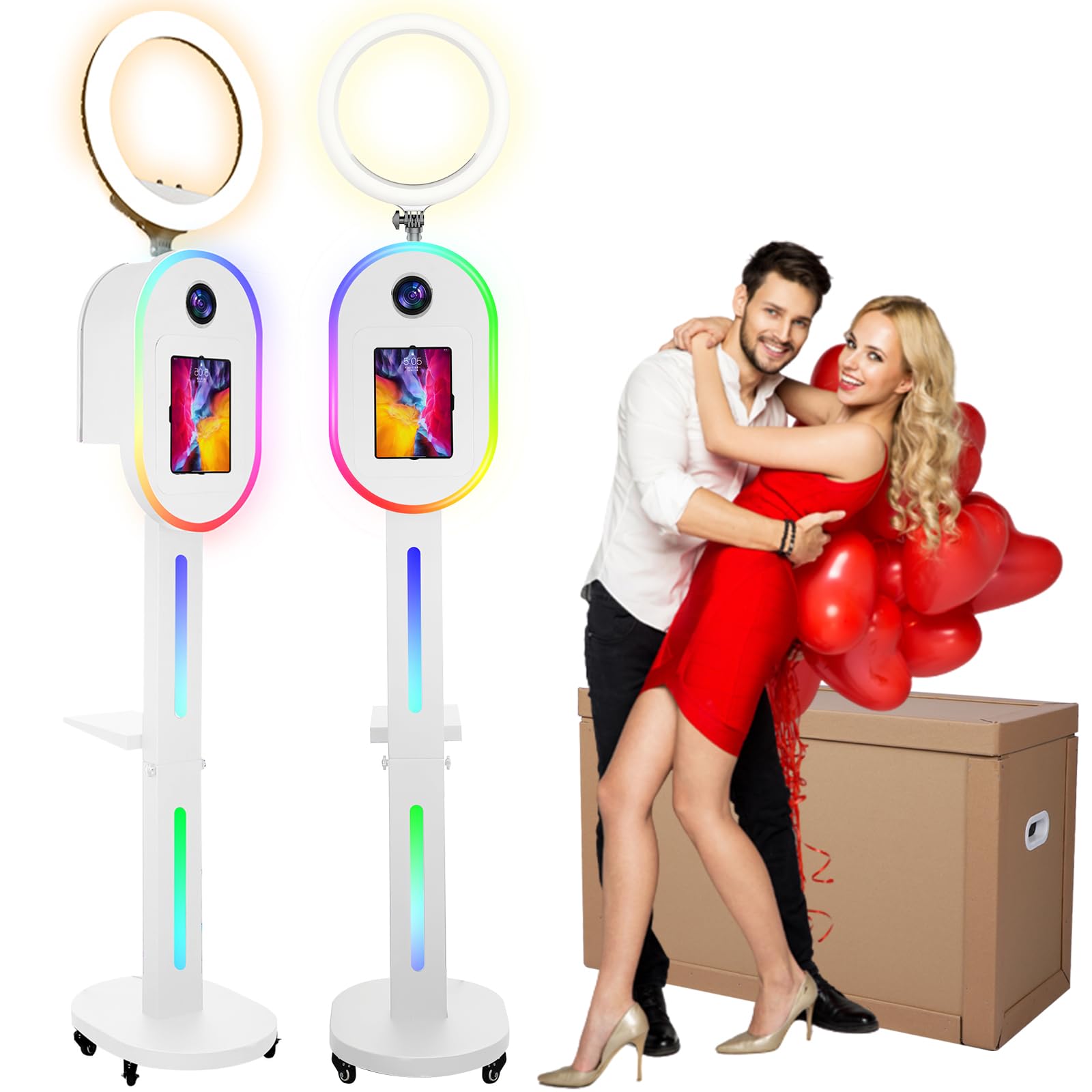 RDYMONKEY Photo Booth for All iPad and for Camera Dualuse Selfie Station Shell Stand APP Control RGB Ring Light Music Sync Light Box Photobooth