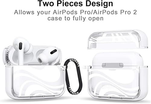 Miniatura 362 de MOSNOVO Funda protectora transparente para AirPods Pro 3, con anillo de metal duro de lujo de doble capa a prueba de golpes, diseñado para AirPods