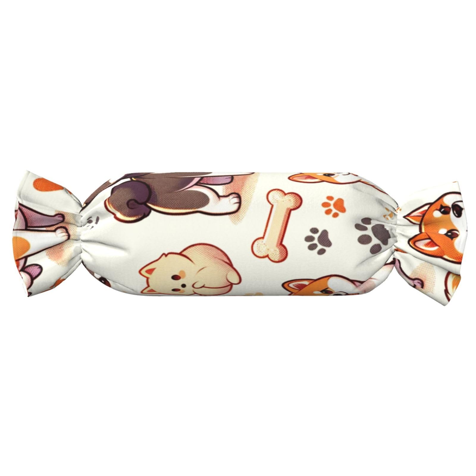 Augenstern Candy-Shaped Pillow with Insert Shiba-Inu-Akita-Footprint Candy Tube Cushion with Filling