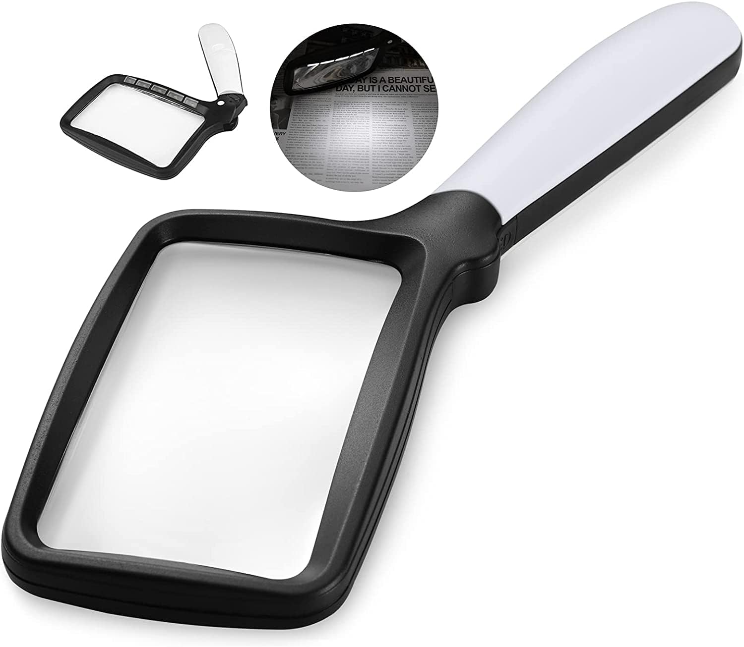 Rectangular Magnifying Glass with Light Magnifier Large Foldable