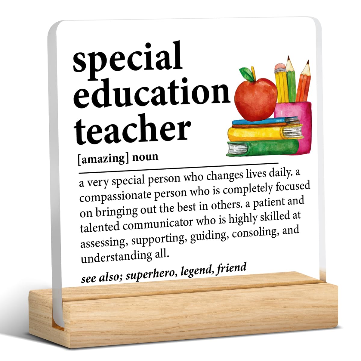 Special Education Teacher Appreciation Gift, Thank You Gifts for Autism Teacher SPED Teacher, Special Education Teacher Definition Clear Desk Decorative Sign Acrylic Plaque Sign Table Shelf Desk Decor