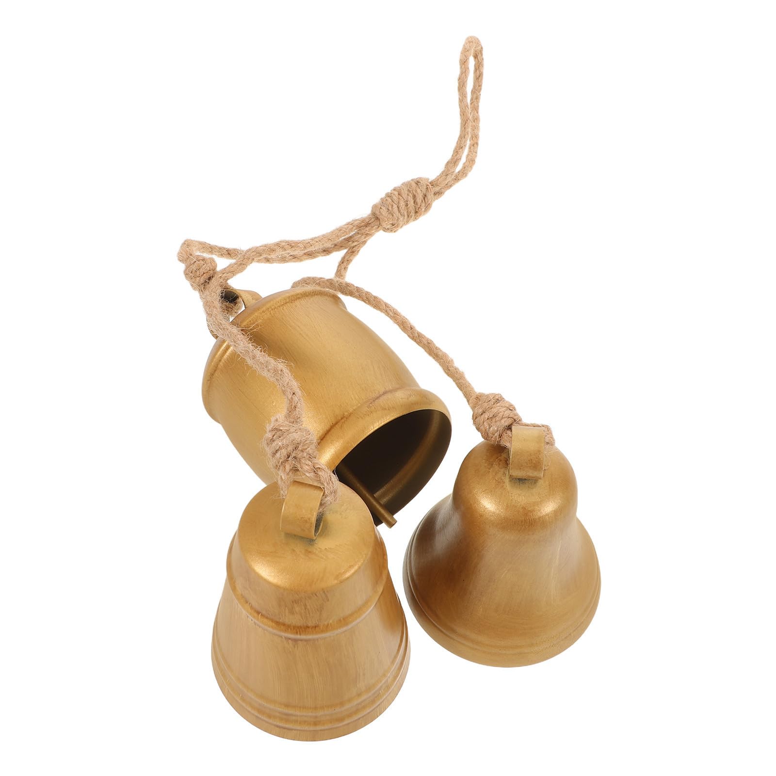TOYANDONA 4 Piezas Campana Colgante de Hierro Dorado con Cuerda para Puerta