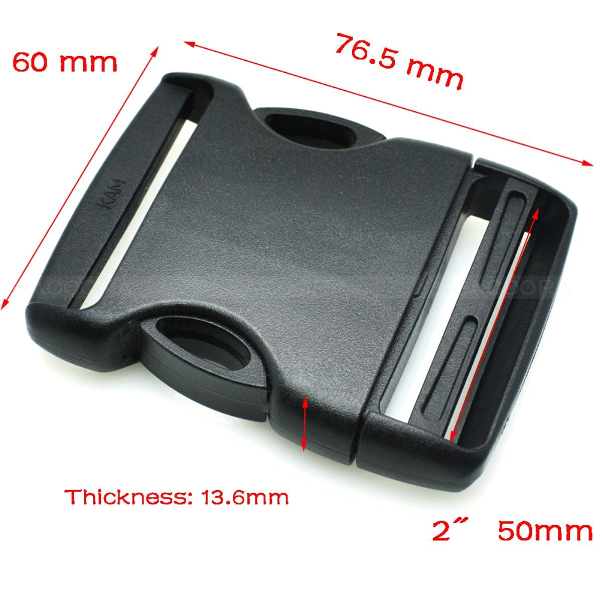 20 mm 25 mm 32 mm 38 mm 50 mm Hebilla de plástico negro arqueado y hebilla de separación interior para correas de mochila Mochila deportiva al aire libre-100 piezas, tamaño de las correas 32 mm