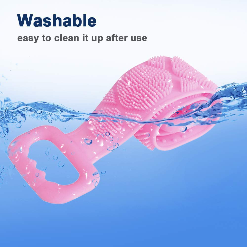 CARTZEYE Silicone Bath Body Wash Brush Back Scrubber Body Washer For Skin Deep Cleaning Massage, Dead Skin Removal Exfoliating Belt Easy to Clean For Men Women Kids Unisex (Multicolor) 1