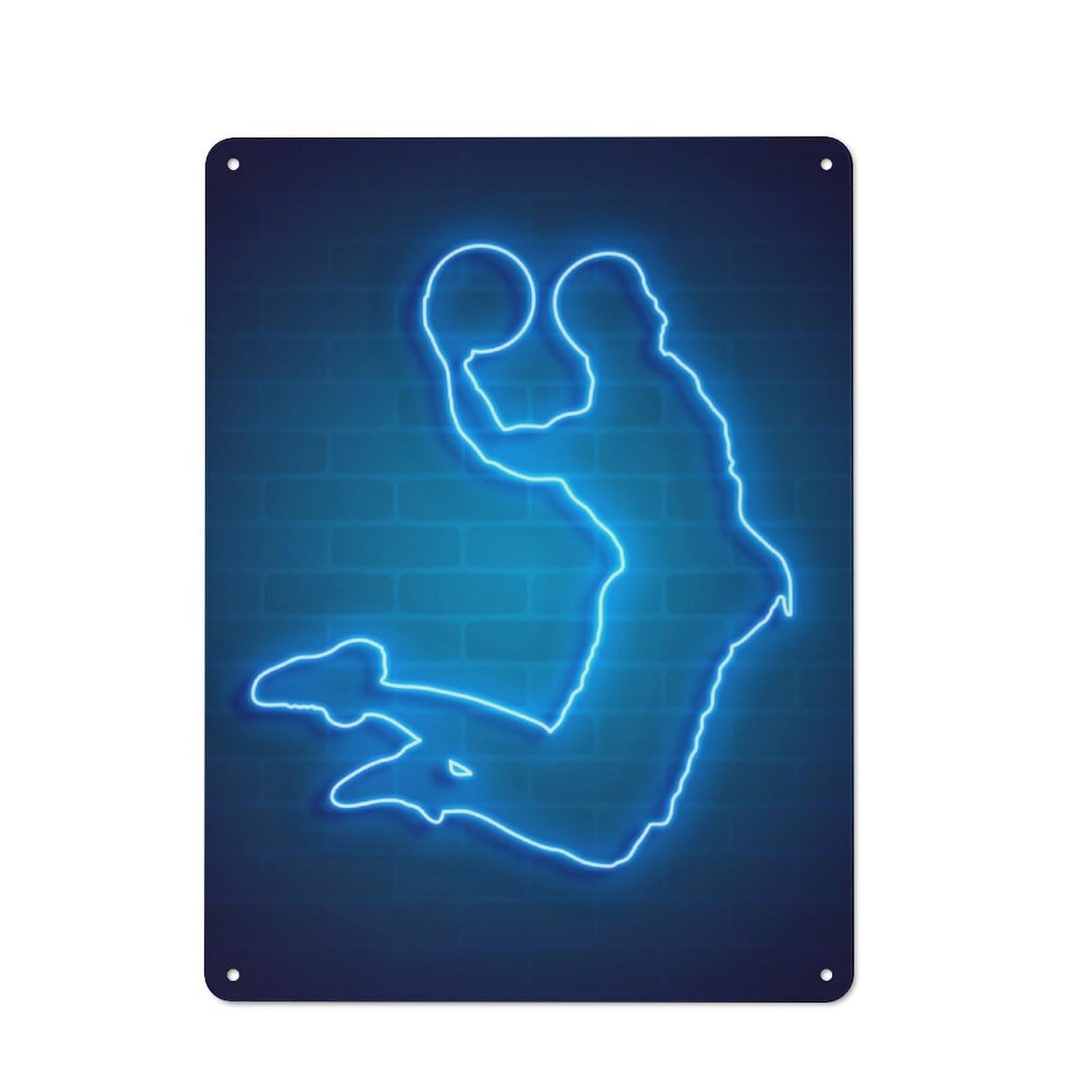 Junmoney Basketball Neon For Lounge Or Reading Corner, Rustic Tin Sign 40X30cm, For Home Interiors, Feature Walls And Decorative Displays