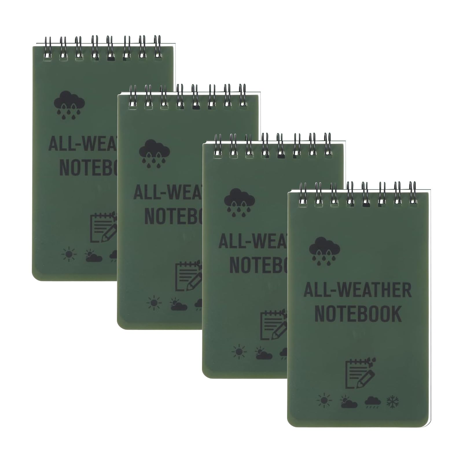 Bvxchg 4Pcs Waterproof Notebook, 3x5in Mini Pocket Notebook, Small Water-proof Spiral Notepad, Write in the Rain Notebooks, All Weather Memo Pads for Outdoor Home Office School