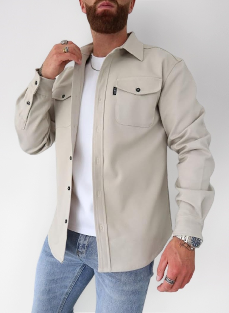 Men's B Button Down Shirt Jacket - Casual Stylish Shirt Jackets for Youth