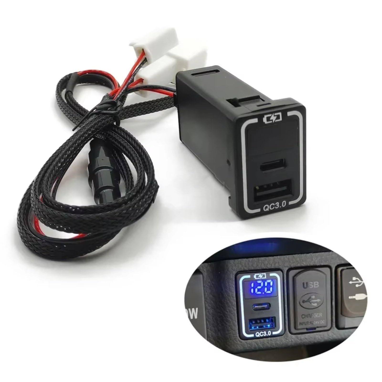 Puerto USB Consola Central Compatible Con Toyota Para Prado 150 Coche Puerto QC3.0 Rápido Cargador Adaptador Carga Teléfono Inteligente Para TYPE-C PD Puerto USB