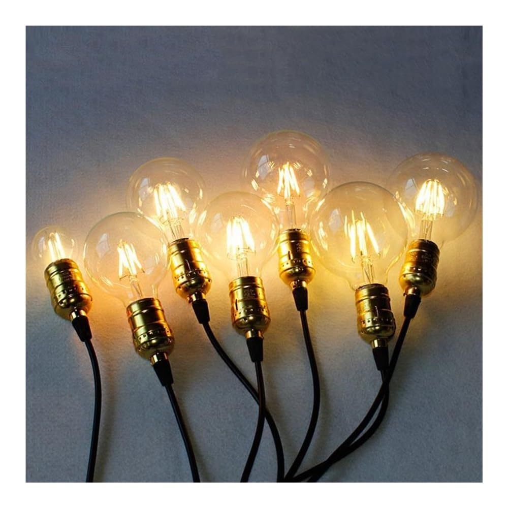 RZL Lighting, Paquete de 10, Bombilla de filamento LED E27 AC220V G45 G80 G95 lámpara Retro Edison Bombilla de araña de Vela(Warm White E27 G95,4w)