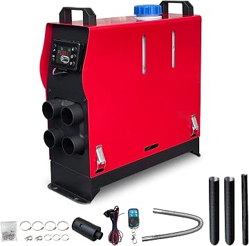 Triclicks Diesel Air Heater 12V 5KW-8KW All In One Fast Heating Parking Night Diesel Heater with LCD Display Remote Control For Campervan Car Truck Boat RV 8KW Red 4 Holes, All-in-one