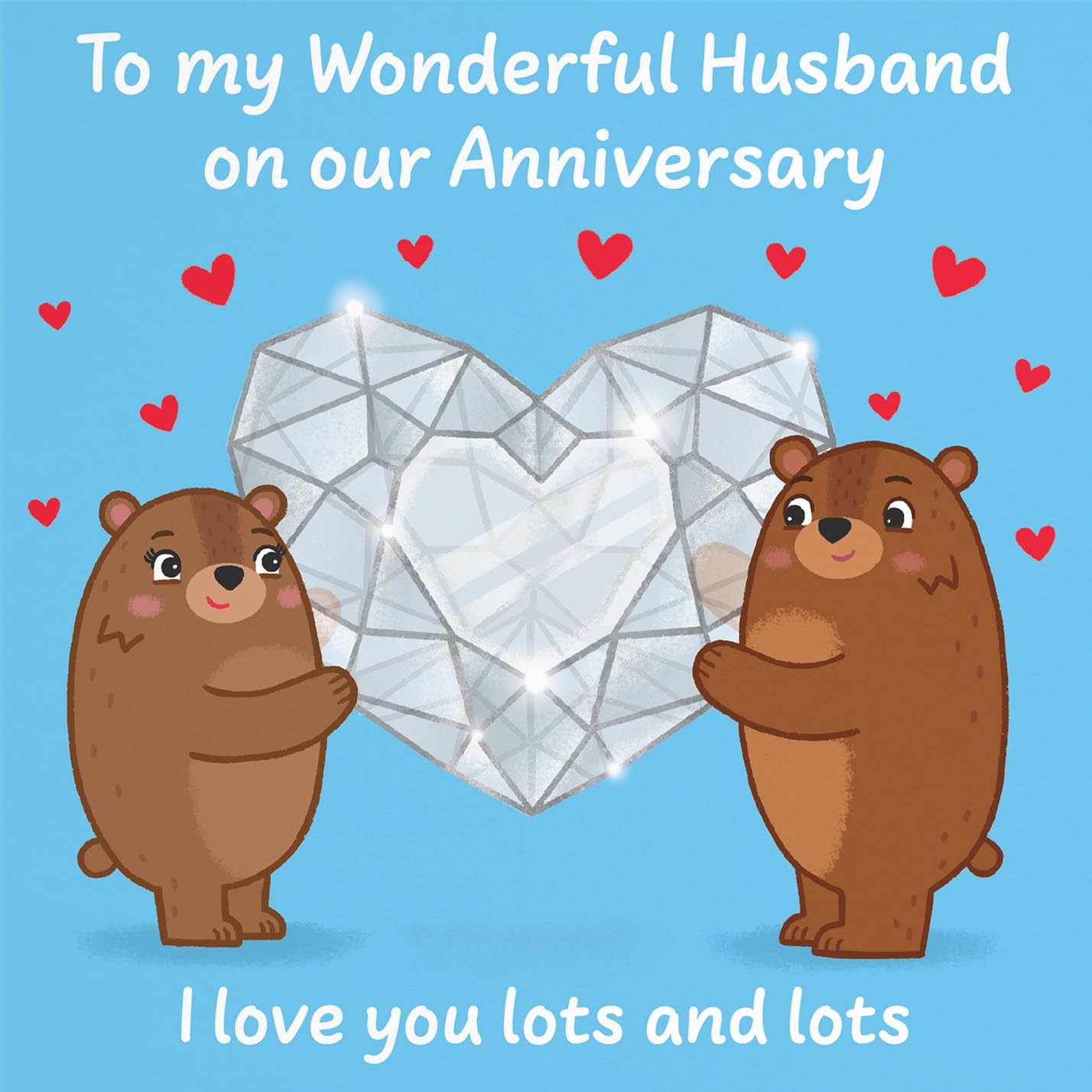 Hunts England - Cute Sparkling Love Husband Anniversary Card - Fun Bears Anniversary Card - Love Story Collection - Image 2
