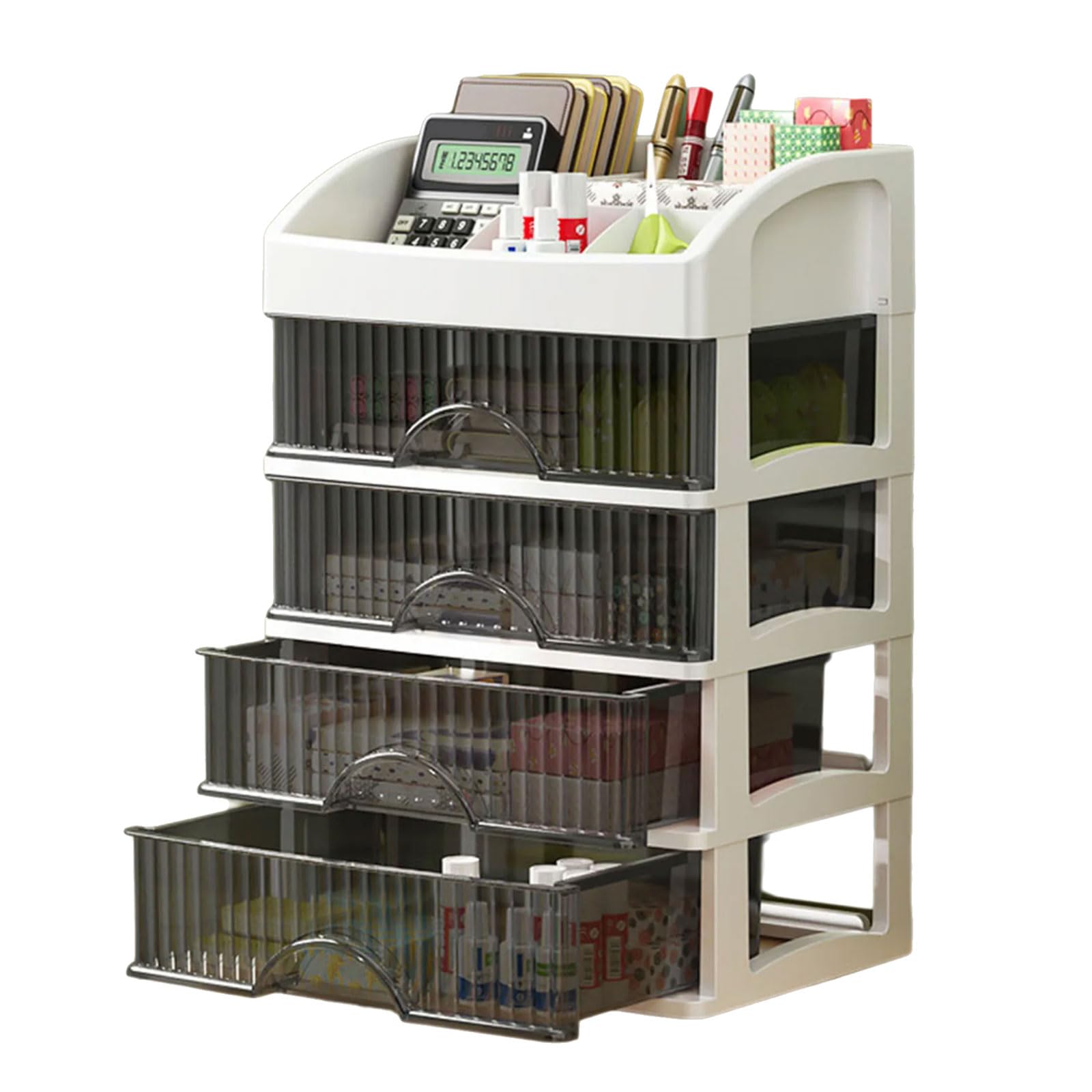 Buxuaaaa Modern Sturdy PP Materials Desk Organizers with Multiple Drawers for Student and Professionals Daily Casual Use Desktop Storage Organizers