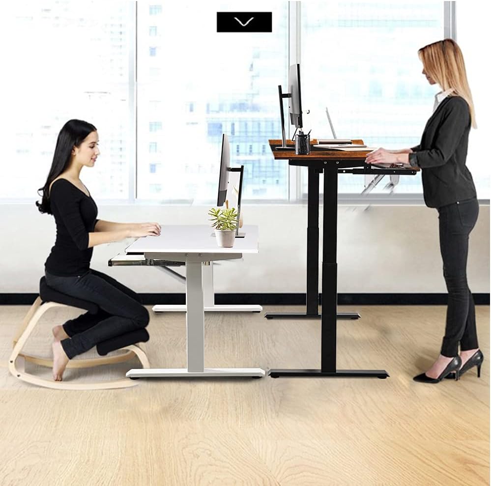 48 x 24 Inches Electric Height Adjustable Standing Desk Sit Stand Computer Desk Workstation w/Drawer & Hook for Home Office, Splice Board Black Frame/Rustic Brown Top : Office Products