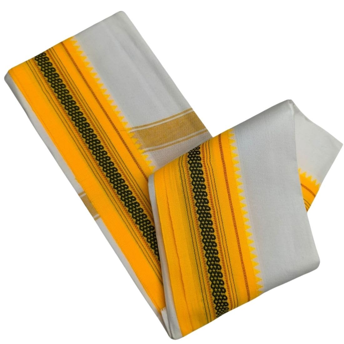 Shri Bhargavas | Cotton supersoft Angavastram - Pack of 1 (White with Yellow)-image-17