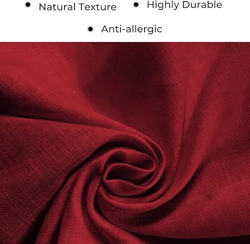 Miniatura 3 de D'Moksha Homes Camino de mesa rojo de 90 pulgadas de largo, camino de mesa de lino 100% puro de 14 x 90 pulgadas, dobladillo clásico, bufanda de