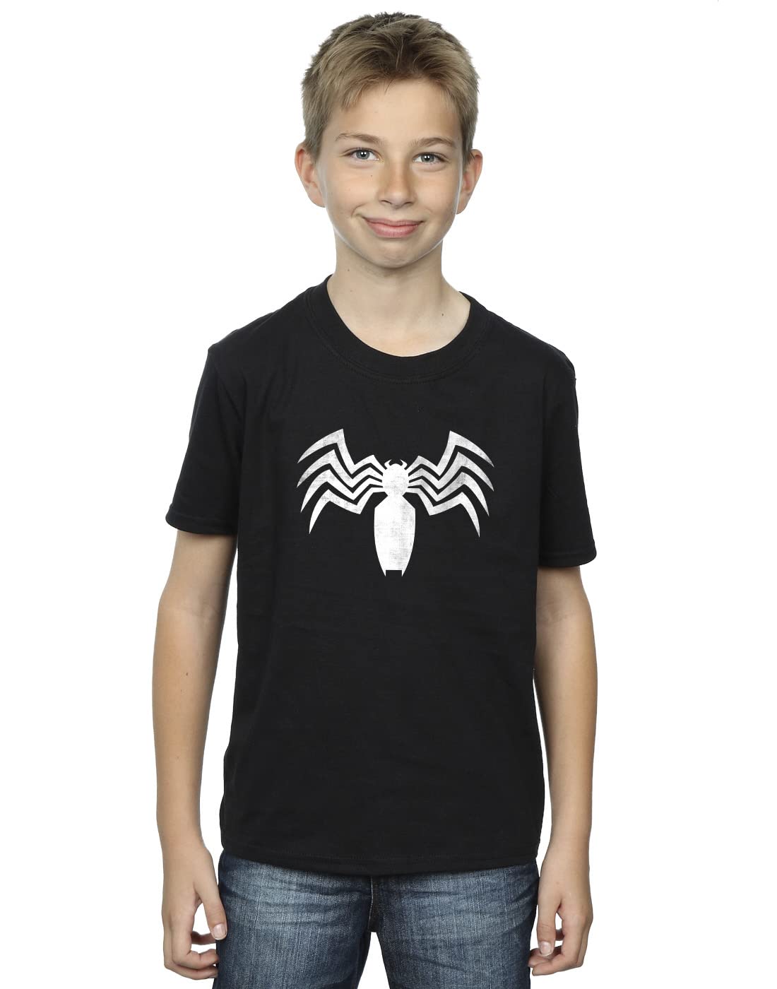 Marvel Boys Venom Spider Logo Emblem T-Shirt Black 7-8 Years