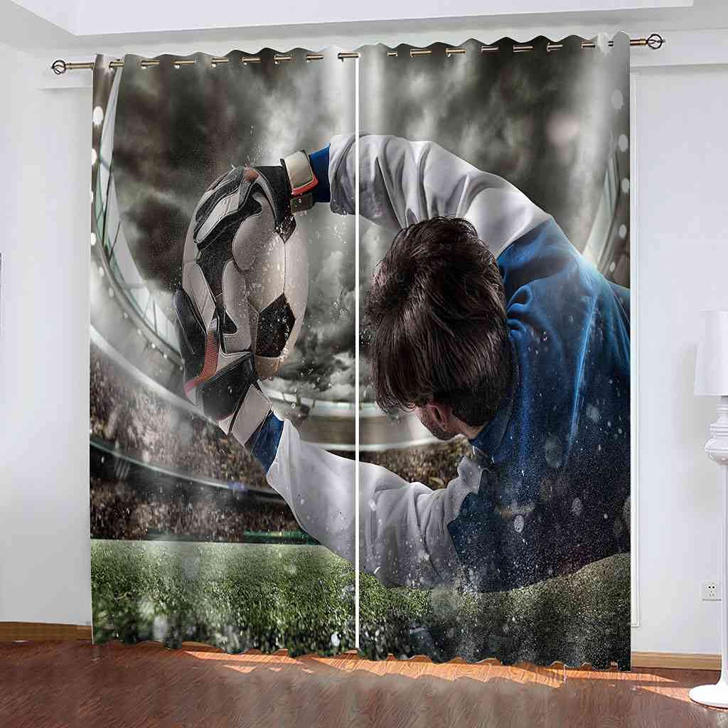 Rideaux occultants football pour chambre d'enfant | Isolant thermique 140x160cm