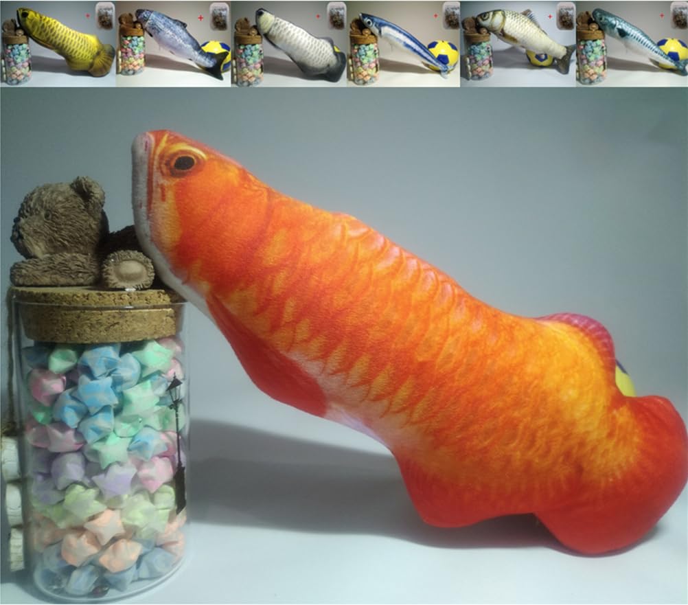 Maibar Cats Toys Fish Catnip Cat Plush Toy Realistic Simulation Cat Mint Toys (30, Red Scleropages)