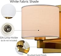 Vista 3 de SAMTEEN Juego de dos apliques de pared dorados modernos de latón de mediados de siglo, con pantalla de tambor, lámpara de pared para dormitorio