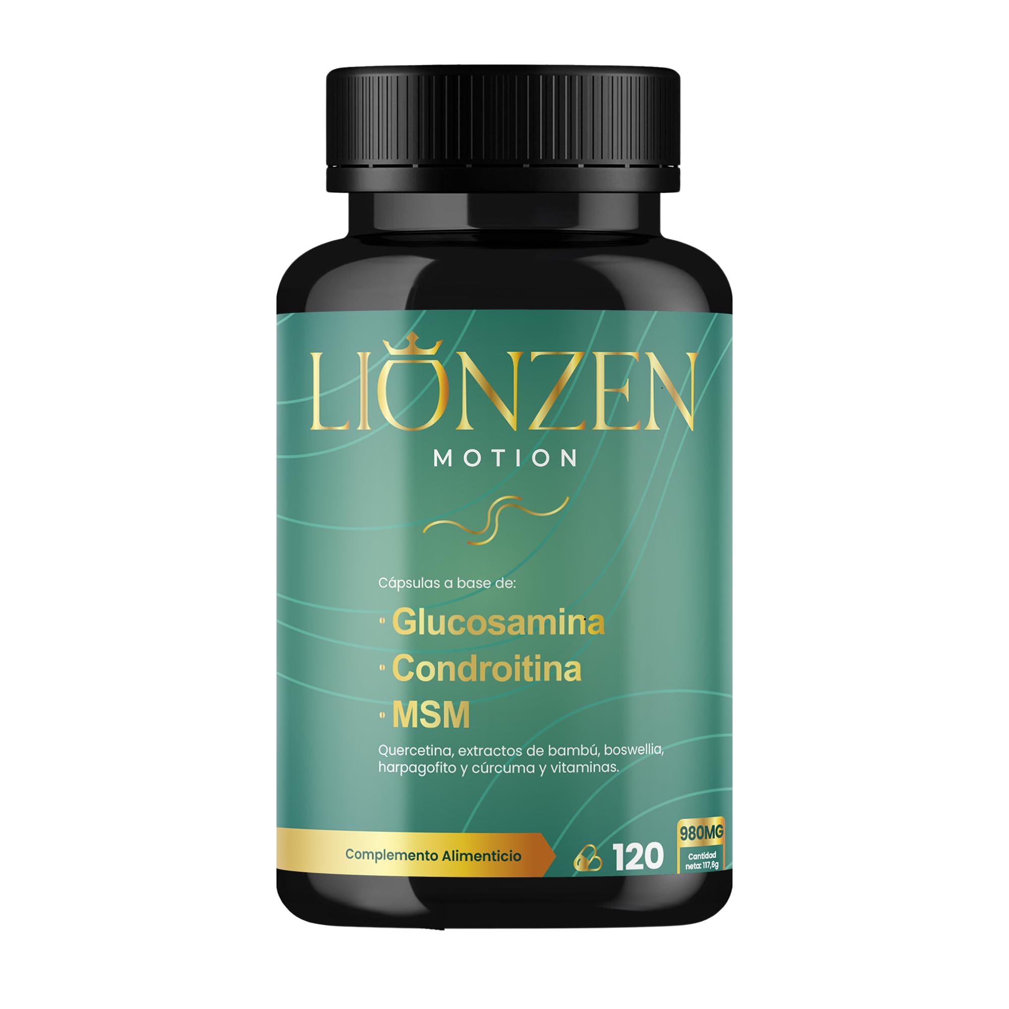 Glucosamina Condroitina y MSM +16 ingredientes articulaciones y huesos | Colágeno, Ácido Hialurónico, Cúrcuma y Vitaminas | Condroprotector Natural Cartílago y Dolor Articular | LIONZEN MOTION