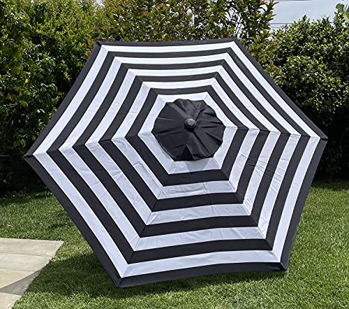 Bellrino Decor Replacement 9 Ft 6 Ribs Black/White Stripe In Strong & Thick In Umbrella Canopy (Canopy Only) #TOP1