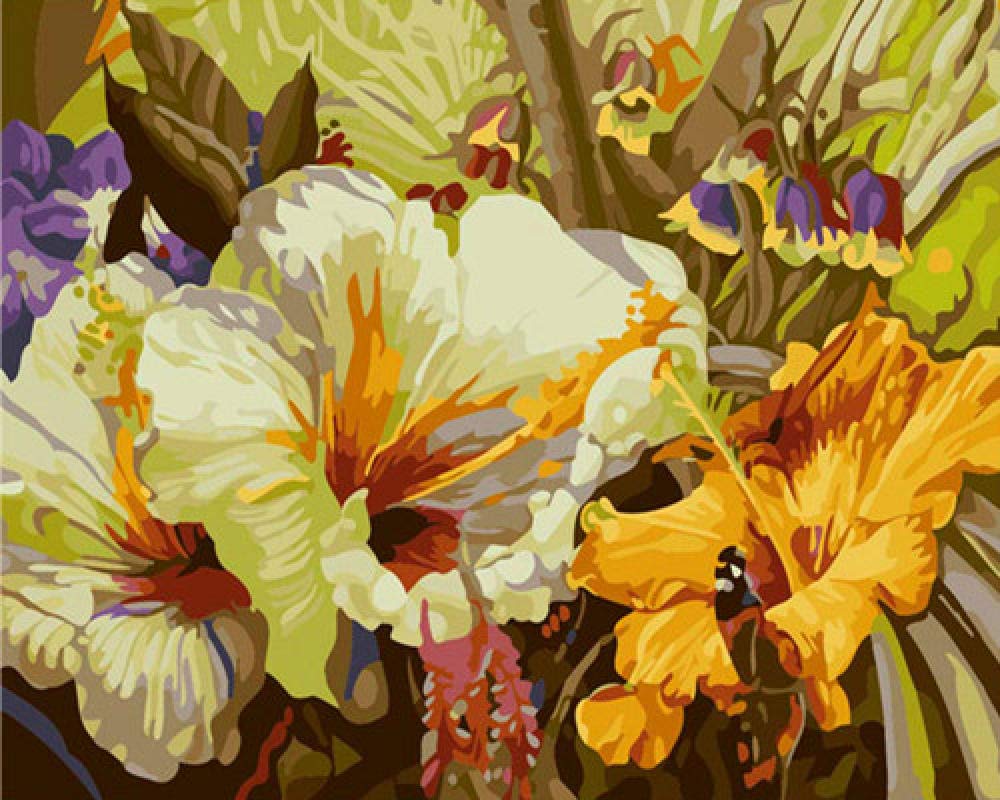 Broderie kit canevas point de croix fleur aiguille 40x50cm