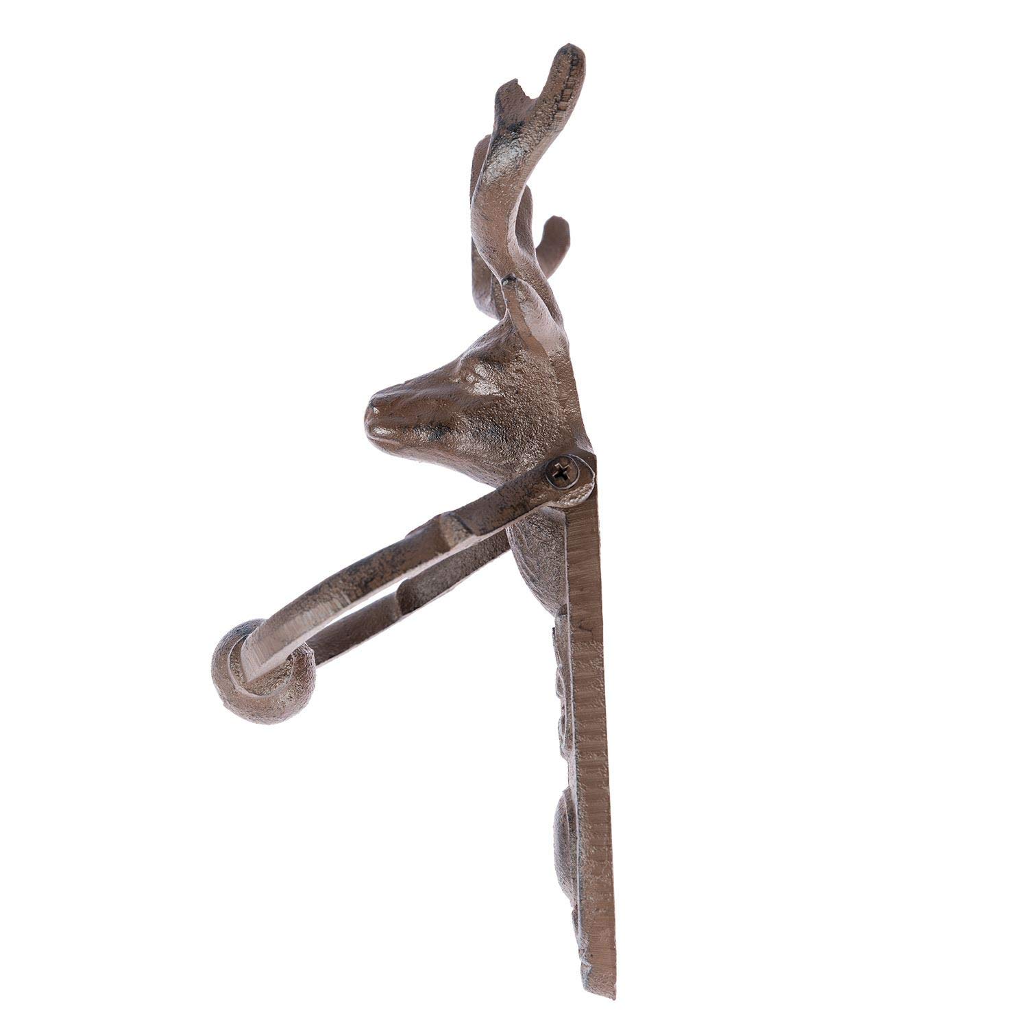HOMESCAPES Heurtoir de porte décoratif en fonte marron - Tête de cerf