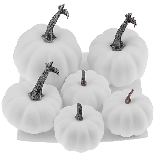 Gresorth 6pcs Fake White Pumpkins Fall Autumn Halloween Christmas Decoration
