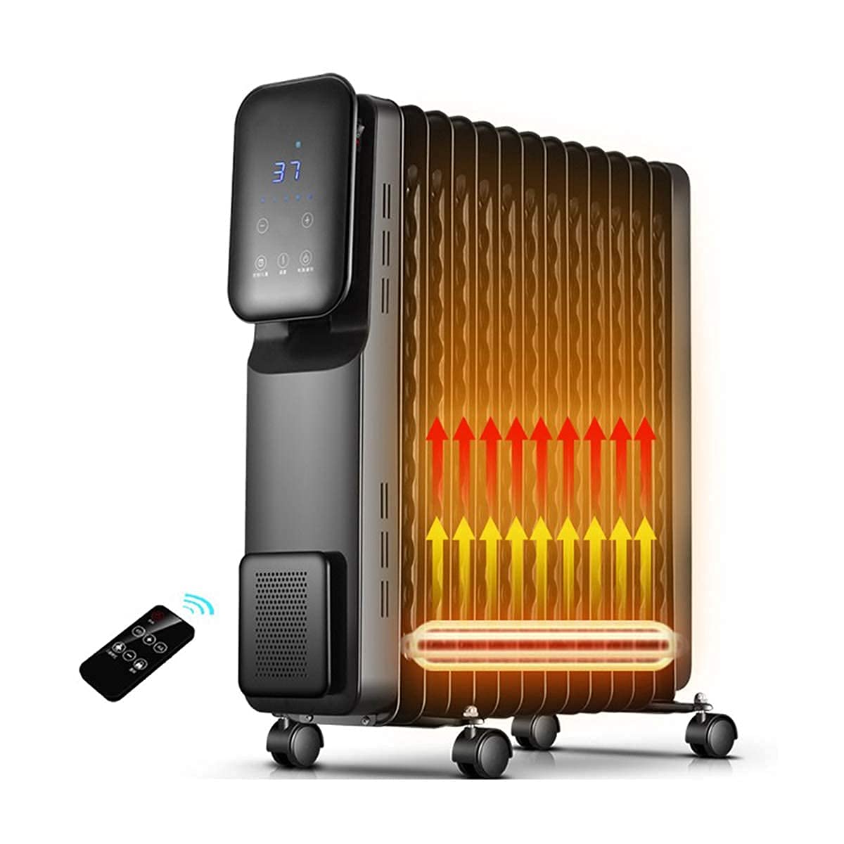 Radiatore a olio digitale 13 alette 2,5 KW Radiatore a olio digitale con telecomando e display per asciugatura Scaldabagno elettrico portatile a riscaldamento rapido -Timer 12 ore Protezione