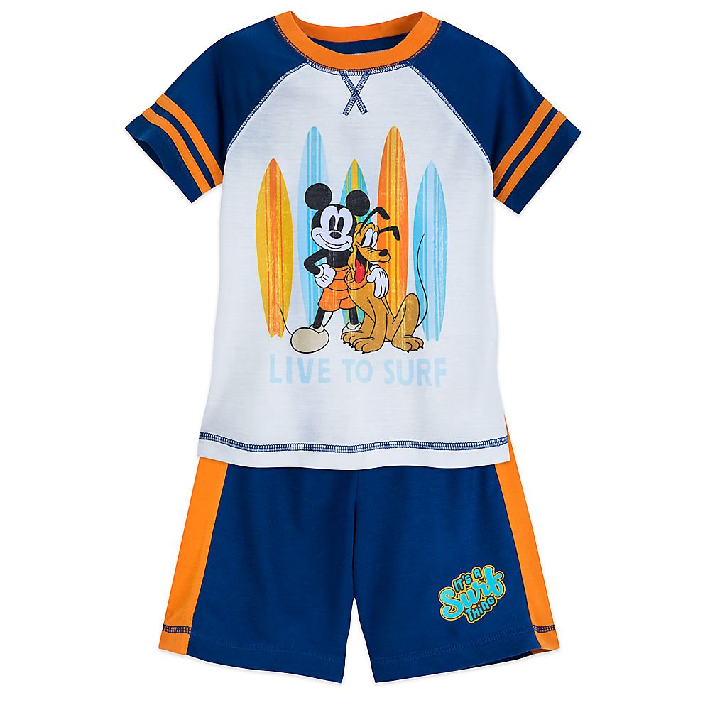 Disney Mickey Mouse and Pluto ''Surf'' Shorts Sleep Set For Boys Size 2