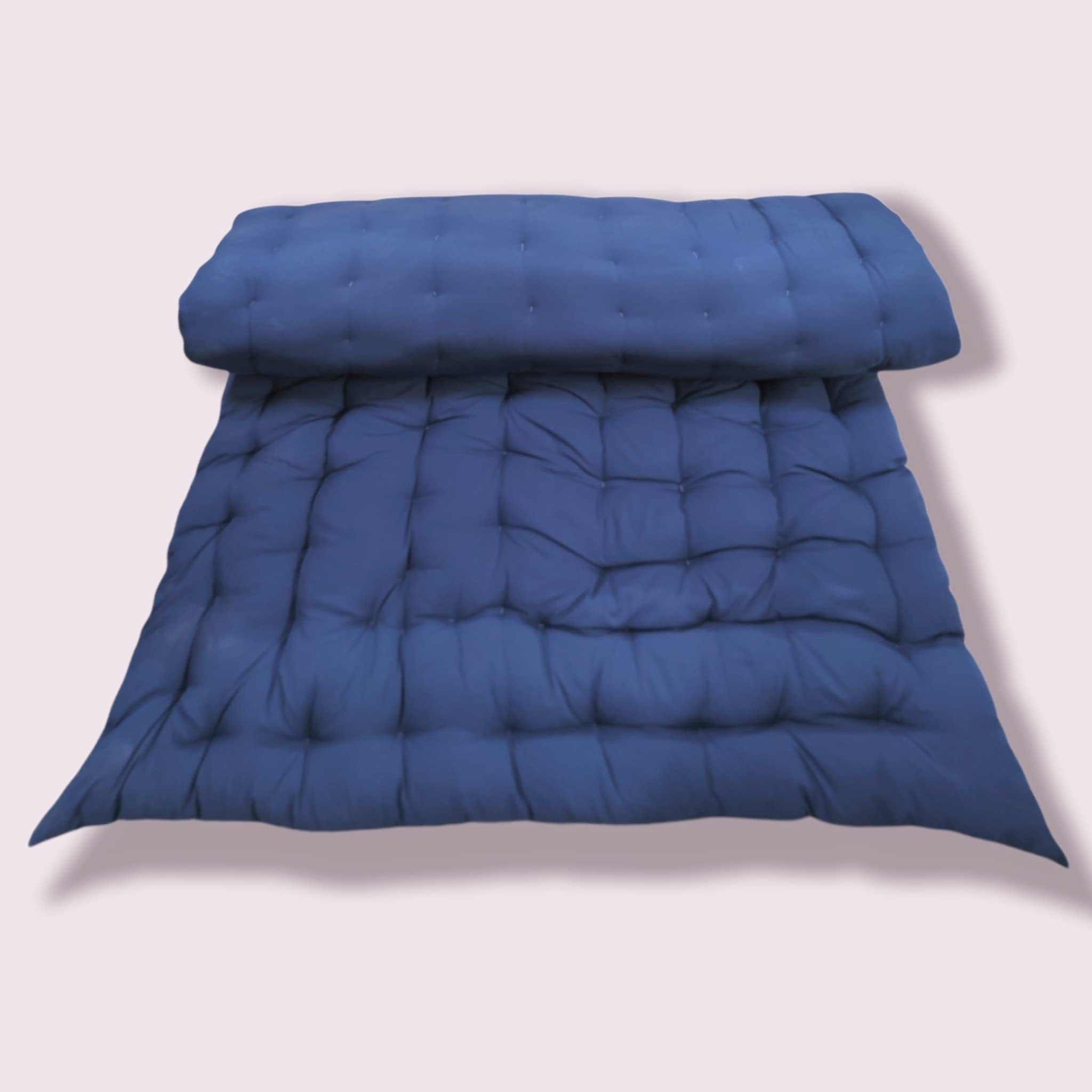 Deevine Craft Soft Cotton Quilt | Foldable Rollable Light Weight Filled Single Firm Mattress| Gadda Picnic Mattress (Solid Coloured, 1 Sleeping Capacity, 3 x 6 ft or 72 x 36 Inches) (Navy Blue)-image-18