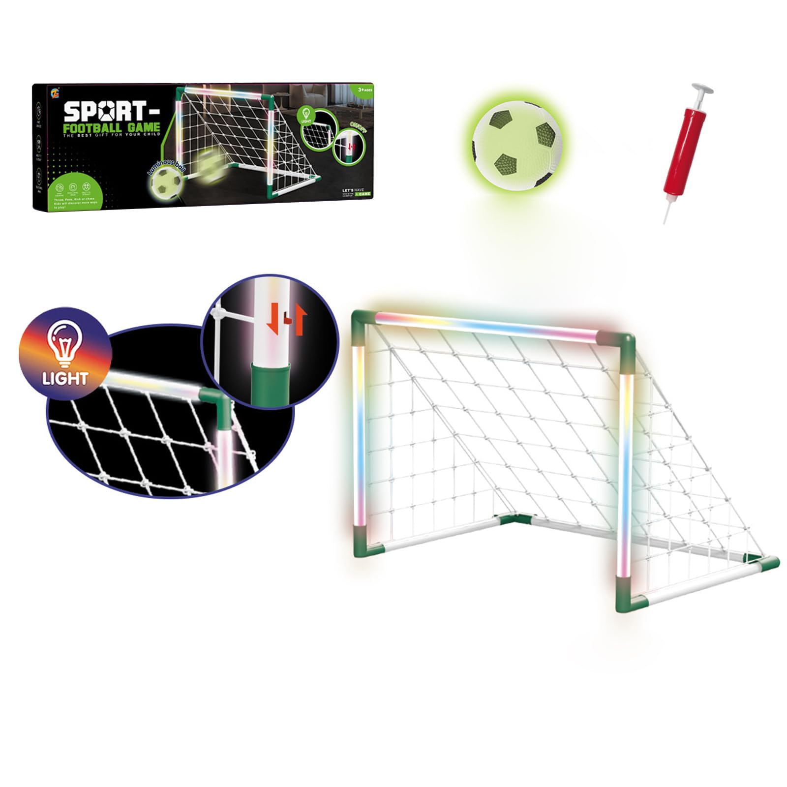 Attrezzatura da Allenamento per Calcio per Bambini con luci Integrate per Uso Notturno e Varie attività con la Palla Giocattolo da Calcio per Interni Esterni