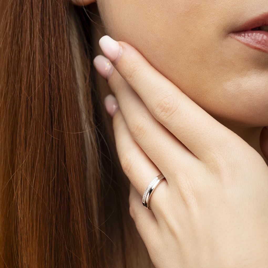 Time RoaD Anillo Mujer con Diamantes Oro Blanco 9K de 375 ml - Diseño Ergonómico y Ajuste Perfecto DIA00027 - Ideal para Compromiso - Pedida - Alianza - Promesa - Anillos Mujer