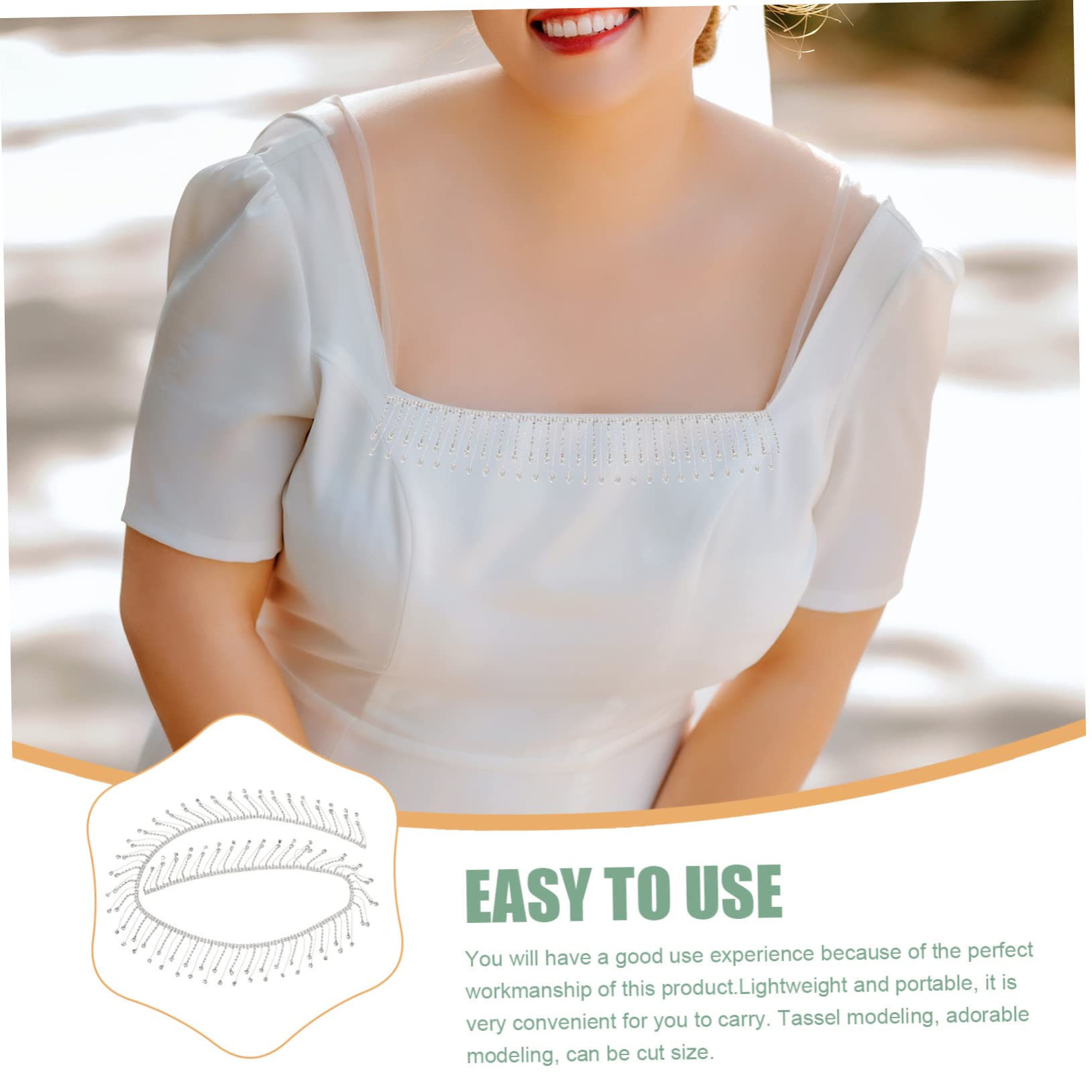 SHINEOFI 2stücke Rhinestone Tassel Chain Für -projekte Strassquaste Für Hochzeiten Brautaccessoires Und Kreative Dekorationen Silberne Glasperlenfransen Für Kleidung Und Taschen